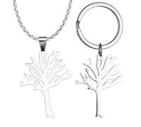 GTYHH 1 Stück Halskette Mit Baumanhänger Und 1 Stück Schlüsselanhänger Mit Baumanhänger, Edelstahlschmuck, Personalisierter Und Vielseitiger Schmuck, Einfacher Schmuck