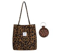 GTYHH 1 Tasche Mit Leopardenmuster Und 1 Schlüsselanhänger Mit Leopardenmuster, Cord-Umhängetasche, Canvas-Umhängetasche, Damentasche, Schlüsselanhänger Aus Pu-Er