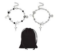 GTYHH 2 Armbänder Im Punk-Stil Und 1 Schmuckbeutel, Modische Persönlichkeitsarmbänder, Freundschaftsarmbänder, Einfache Und Vielseitige Armbänder
