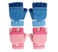 GTYHH 2 Paar Kinder-Strickhandschuhe, Fingerlose Klapphandschuhe, Warme Winterhandschuhe, Fingerlose Handschuhe Mit Kapuze Zum Schreiben, Kältebeständige Outdoor-Handschuhe