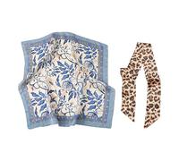 GTYHH 2 Stücke Quadratischer Schal, Retro -Gedruckter Seidenschal, Dünner Sonnenschutzkran, Vielseitiges Stirnband, Elees Verpackungszubehör (Blau, Braun).