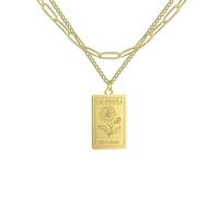 Gu Feng 2pcs Geburtsmonat Blume Halskette Edelstahl Büroklammer Ketten Choker für Frauen Rose Gänseblümchen Mohn Schmuck Geburtstag Geschenk
