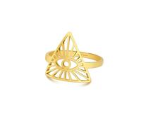 Gu Feng Allwissendes Auge Gottes Ring Frauen Edelstahl Gold Farbe Verstellbare Ringe Magie Hexe Amulett Schutz Schmuck Geschenk