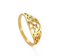Gu Feng Edelstahl Irischer Knoten Pentagramm Stern Ring für Frauen Männer Übernatürliche Wicca Amulett Ringe Schmuck Geschenke