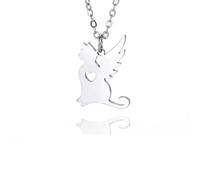 Gu Feng Flügel Engel Katze Hund Herz Anhänger Halsketten für Frauen Mädchen Halskette Haustier Tier Schmuck Erinnerungsgeschenk