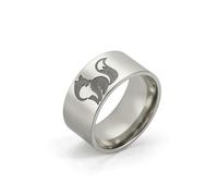 Gu Feng Fuchs Ring Vielseitiger Edelstahl 10mm breiter Punk Tier Modeschmuck für Männer und Frauen