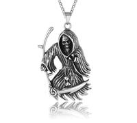 Gu Feng Gothic Death Scythe Totenkopf Halskette Anhänger Punk Edelstahl Biker Männer Sensenmann Anhänger modische Herren Schmuck Halskette
