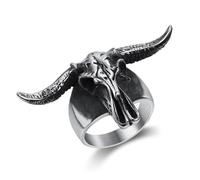 Gu Feng Gothic Edelstahl Stierschädel Ring Punk Biker Männer Bullenkopf Tier Ring Mode Schmuck