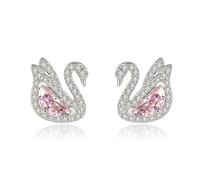 Gu Feng Halskette für Frau Voller rosa Zirkon Schwan Schmuck Set Kette