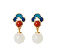 Gu Feng Halskette im chinesischen Stil viel Glück glücksverheißende Wolken weiße Jade Schmuck Sets