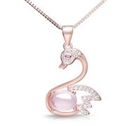Gu Feng Halskette Rosa Kristall Schwan Anhänger Roségold Kette Schlüsselbein Kette