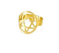 Gu Feng Heartagram Star Ring Frauen Edelstahl Gold Farbe Verstellbare Fingerringe Vintage Herz Fünfeckiger geometrischer Schmuck