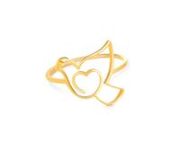 Gu Feng Herz Taube Vogel Ring Edelstahl Gold Farbe Fingerringe Frauen Mode niedlich Tier Schmuck Geburtstagsgeschenk