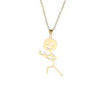 Gu Feng Hip Hop Fuxk Sie Doodle Halskette für Männer Frauen Langer Hals Kette Mode Mittelfinger Strichmännchen Schmuck