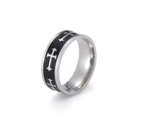 Gu Feng Jesus Kreuz Ring Männer Edelstahl Schwarzer Finger Ringe Religiöses christliches Gebet Amulett Schmuck Geschenk