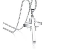Gu Feng Kreuz Anhänger Halskette Männer Kette Christlicher Schmuck Edelstahl Jerusalem Kreuz