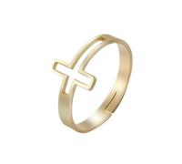 Gu Feng Kreuz verstellbare Ringe christliche religiöse Edelstahl Roségold Farbe Paar Ring Schmuck Geschenke für Frauen Mädchen