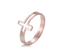 Kreuz verstellbare Ringe christliche religiöse Edelstahl Roségold Farbe Paar Ring Schmuck Geschenke für Frauen Mädchen