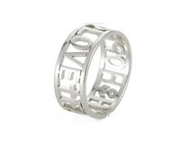 Gu Feng LIEBE GLAUBE HOFFNUNG Herzring für Frauen Mädchen Edelstahl Gold Farbe Mode Ringe Geburtstag Hochzeit Schmuck Geschenke