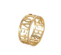 Gu Feng LIEBE GLAUBE HOFFNUNG Herzring für Frauen Mädchen Edelstahl Gold Farbe Mode Ringe Geburtstag Hochzeit Schmuck Geschenke
