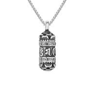 Männer Buddhismus Sechs-Zeichen Mantra Halskette Schmuck Retro Zylindrisch Edelstahl Biker Anhänger Amulett Geschenk