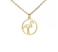 Gu Feng Mode hohle rotgekrönte Kranich-Schlüsselbeinkette Edelstahl 18K Gold Halskette