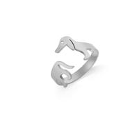 Gu Feng Ornament hohler Dackel aus Edelstahl verstellbarer Ring