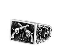 Gu Feng Persönlichkeit Ring Punk Schädel Doppel Edelstahl Ring Herren Metall Mode Ring