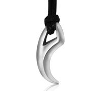 Gu Feng Punk Hip Hop Edelstahl Halbmond Zahn Spike Anhänger Halskette Männer Frauen Mode Wolfszahn Leder Seil Halskette Schmuck