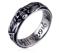 Gu Feng Punk Schmuck Titanstahl Herren Vintage geschnitztes Kreuz Totenkopf Paar Ring