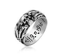 Gu Feng Punk Schmuck Titanstahl Herren Vintage geschnitztes Kreuz Totenkopf Paar Ring
