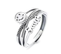 Gu Feng S925 Sterling Silber Lächelnder Emoji Unisex Spinner Ring, Silber, 8, ohne Steine, für Verlobung & Alltag