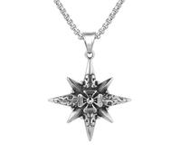 Gu Feng Schmuck Stern Kompass Kreuz Kompass Herren Vintage Titan Stahl Halskette Anhänger