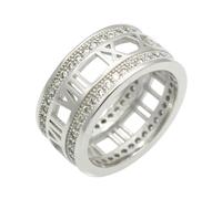 Gu Feng Stilvoller Hohlring mit römischen Ziffern besetzt mit doppelreihigen Diamanten Korea Ring