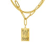 Gu Feng Tarotkarten Anhänger Halskette für Frauen Choker Büroklammer Kette Halskette Amulett Major Arcana Tarot Schmuck