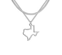 Gu Feng Umriss Bundesstaat Texas Karte Halskette für Frauen Edelstahl Doppelschichtiges Schlüsselbein Schlangenkette USA Geographie Schmuck