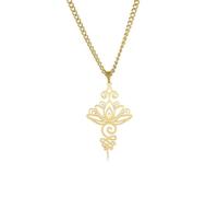 Gu Feng Unalome Lotusblume Anhänger Halskette Gold Farbe Kette für Frauen Yoga Buddhismus spiritueller Schmuck Geschenk