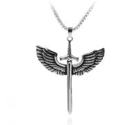 Gu Feng Vintage Engel Heiliges Schwert Edelstahl Kreuz Halskette für Männer Mode Schmuck Engel Flügel Halskette Anhänger Punk Männer Kette