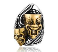 Gu Feng Vintage Gothic Großer Und Kleiner Clown Totenkopf Ring Männer Jungen Riesiger Edelstahl Biker Punk Rock Schmuck