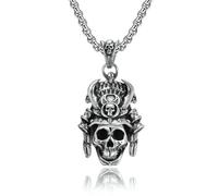 Gu Feng Vintage Japanisches Geistergesicht Samurai Totenkopf Anhänger Halskette Punk Hip Hop Geist Allgemein Edelstahl Biker Halskette Männer Schmuck