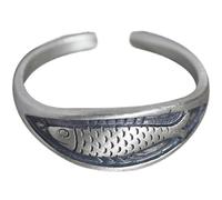 Gu Feng Vintage Karpfen Ring Mode Persönlichkeit geprägt Fisch offen Ring ethnisch Zeigefinger Ring weiblich