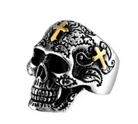 Gu Feng Vintage Männer Totenkopf Kreuz Ring Punk Hip Hop Männer Edelstahl Biker Totenkopf Ringe Feind