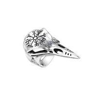 Gu Feng Vintage Wikinger Kompass Ring Männer Nordic Odin Edelstahl Raben Schädel Ring Schmuck Amulett