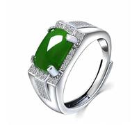 Gu Feng voller Zirkone Jade Jaspis offener Ring stilvoller Smaragd Herrenring