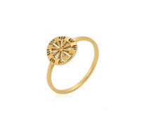 Gu Feng Wikinger-Kompass Helm der Ehrfurcht Ring Edelstahl Goldfarbe Frauen Ringe Aegishjalmur Nordisches Amulett Schmuck Geschenk für Liebhaber