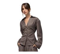 GUAJA. - Espresso Fitted Long Sleeve Blouse - - Blouses & Shirts - Damen - Braun - XL