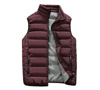 Guanzizai Herren Outdoor Casual Stehkragen Outwear Gepolsterte Weste Mäntel - Rot - Groß