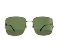 Gucci Rectangle Damen Gold Grün Sonnenbrille Einheitsgröße