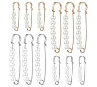 Guduling 12 Stück Sicherheitsnadel Perlen,Schleppennadel Brautkleid,Broschennadeln Perlen für Kleidung,Modische Pearl Brooch für Damen,Kleiderhosen,Rock Accessoires (Gold und Silber)