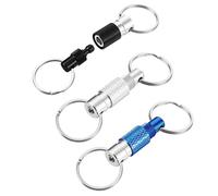 Guduling 3 Stück Titan Schlüsselanhänger, Abnehmbarer Schlüsselring, Dicht und Langlebig Schlüsselanhänger Schnellverschluss für Sammlerstücke, Taschen, Geldbörsen und Gürtel (Silber,Schwarz,Blau)